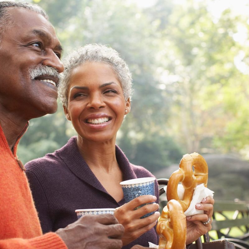 Mature couple eating